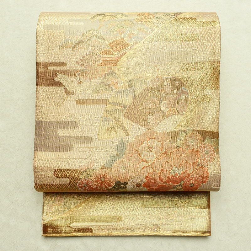 袋帯 六通柄 良品 フォーマル用 正絹 古典柄 金・銀_画像1