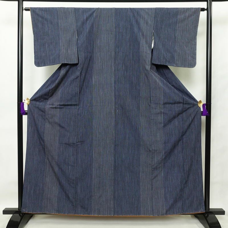 紬 しつけ糸付き 正絹 花柄 袷仕立て 身丈158.5cm 裄丈65.5cm 着物 多