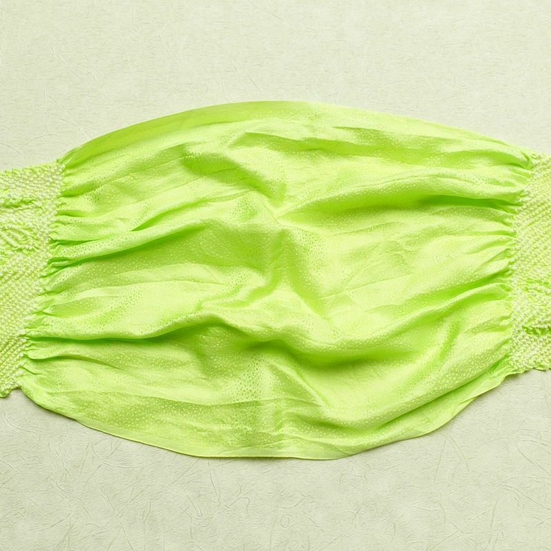帯揚げ 良品 絞り 正絹 花柄 緑・うぐいす色_画像8