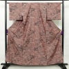 紬 良品 小紋柄 正絹 風景柄 袷仕立て 身丈159.5cm 裄丈64cm ピンク_画像1