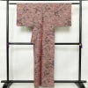 紬 良品 小紋柄 正絹 風景柄 袷仕立て 身丈159.5cm 裄丈64cm ピンク_画像2