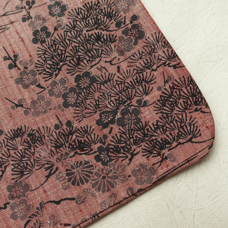 紬 良品 小紋柄 正絹 風景柄 袷仕立て 身丈159.5cm 裄丈64cm ピンク_画像14