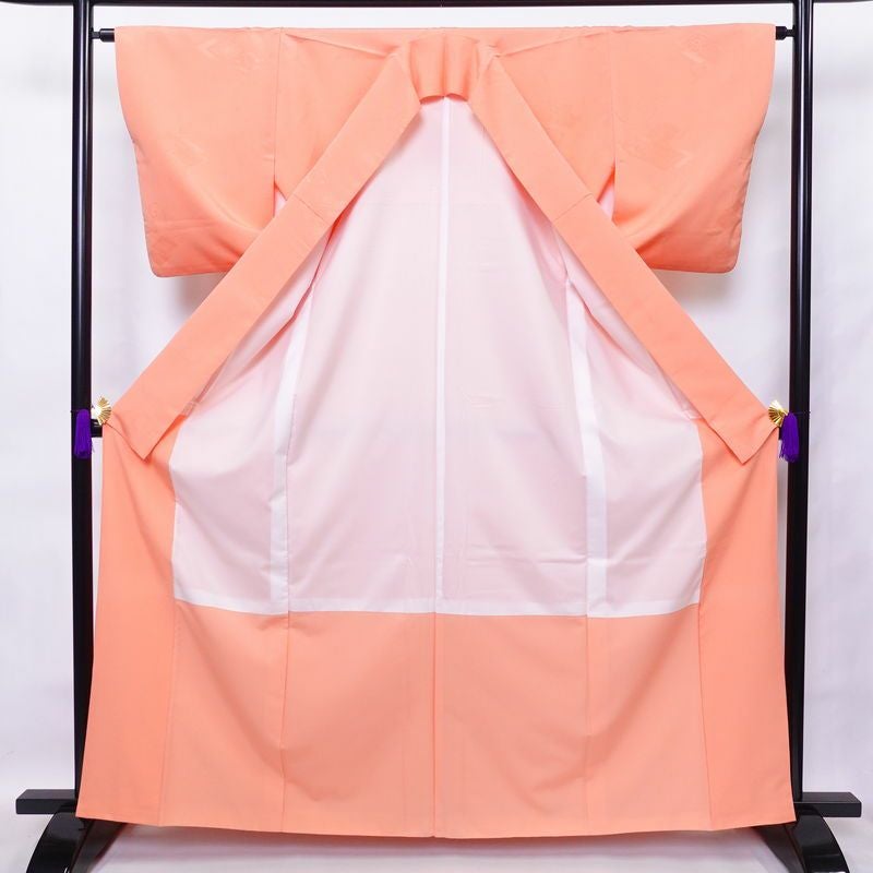 色無地 ポリエステル 古典柄 袷仕立て 身丈164cm 裄丈64cm 着物 ピンク_画像3