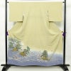 色留袖 落款入り 作家物 縮緬 一つ紋付き 正絹 風景柄 袷仕立て 身丈158cm 裄丈65.5cm 共八掛 フォーマル 着物 緑・うぐいす色_画像1