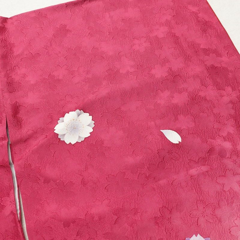 振袖 良品 正絹 花柄 袷仕立て 身丈180cm 裄丈72cm 金彩 フォーマル 着物 成人式 紫・藤色_画像11