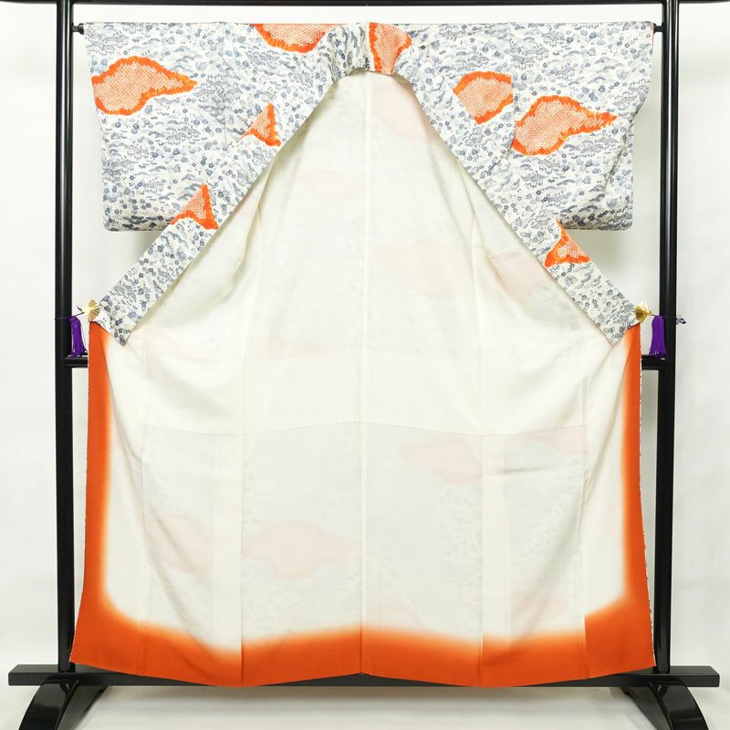 小紋 絞り 総柄 正絹 古典柄 袷仕立て 身丈157cm 裄丈65cm 小紋着物 白_画像3