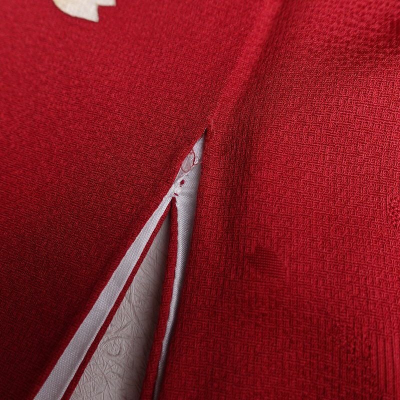 振袖 金駒刺繍 正絹 花柄 袷仕立て 身丈170cm 裄丈69cm 金彩 フォーマル 成人式 着物 赤・朱_画像12