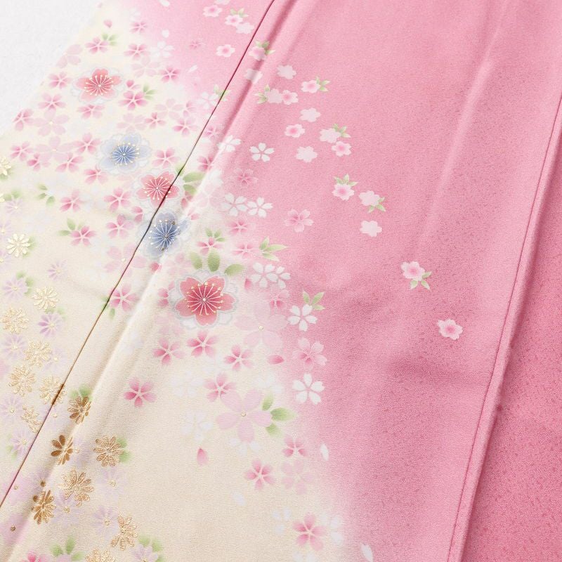 振袖 正絹 花柄 袷仕立て 身丈166cm 裄丈69cm 箔 金彩 フォーマル 着物 成人式 ピンク_画像5