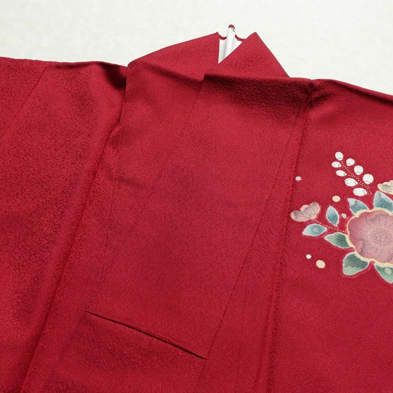 振袖 美品 辻が花 正絹 花柄 袷仕立て 身丈164cm 裄丈67.5cm 金彩 フォーマル 着物 成人式 二十歳の集い 赤・朱_画像15