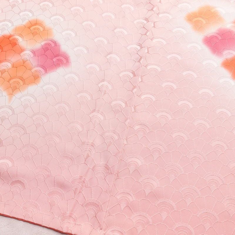 付け下げ しつけ糸付き 正絹 流水・波柄 袷仕立て 身丈157.5cm 裄丈66cm 刺繍 附下 着物 ピンク_画像11