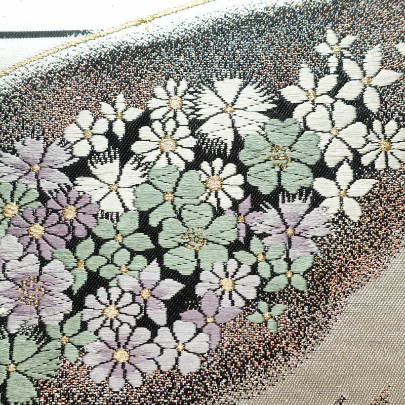 袋帯 六通柄 振袖用 正絹 蝶・昆虫柄 金・銀_画像3