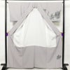 付け下げ 良品 落款入り 縮緬 正絹 風景柄 袷仕立て 身丈166cm 裄丈65cm フォーマル 附下 着物 共八掛 グレー_画像3