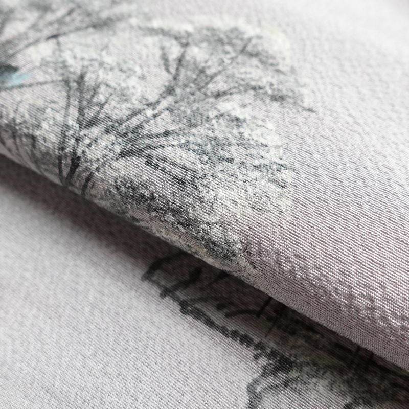 付け下げ 良品 落款入り 縮緬 正絹 風景柄 袷仕立て 身丈166cm 裄丈65cm フォーマル 附下 着物 共八掛 グレー_画像20