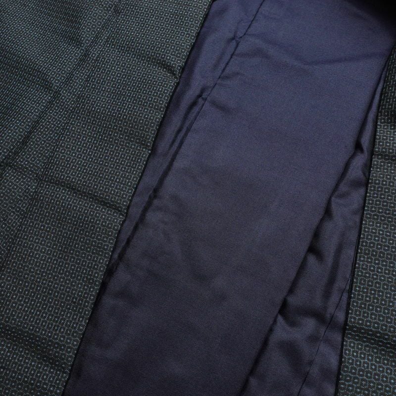 男性用 着物 羽織 セット アンサンブル しつけ糸付き 正絹 亀甲柄 袷仕立て 身丈148cm 裄丈68.5cm 着物と羽織 2点セット 青・紺_画像11