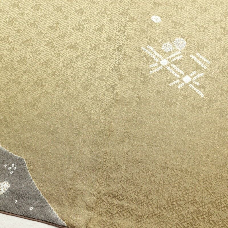 訪問着 金駒刺繍 絞り 正絹 花柄 袷仕立て 身丈157cm 裄丈64cm 刺繍 金彩 フォーマル 着物 緑・うぐいす色_画像11