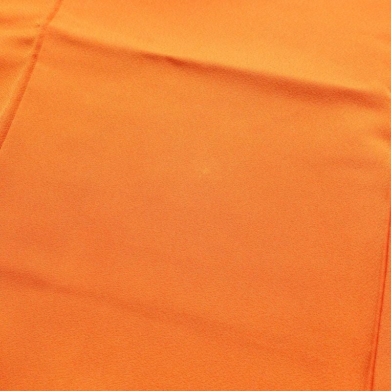 付け下げ 正絹 花柄 袷仕立て 身丈159.5cm 裄丈66cm 金彩 附下 着物 橙_画像11