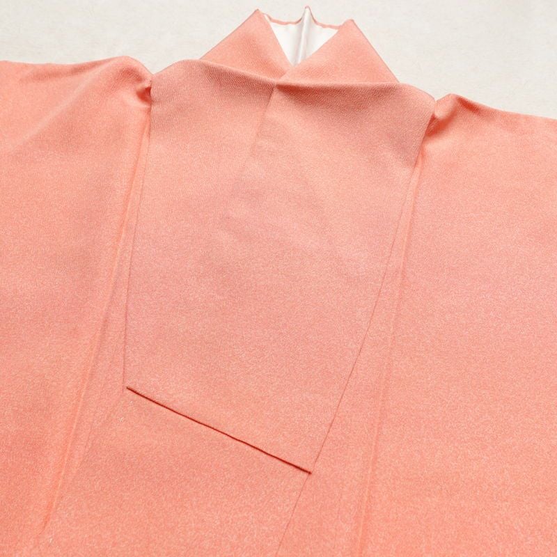 色無地 良品 しつけ糸付き 縮緬 正絹 その他の柄 袷仕立て 身丈158.5cm 裄丈64.5cm ピンク_画像16