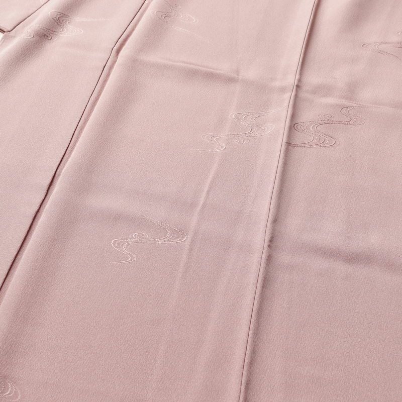 色無地 良品 しつけ糸付き 一つ紋付き 正絹 流水・波柄 袷仕立て 身丈159cm 裄丈65.5cm ピンク_画像5