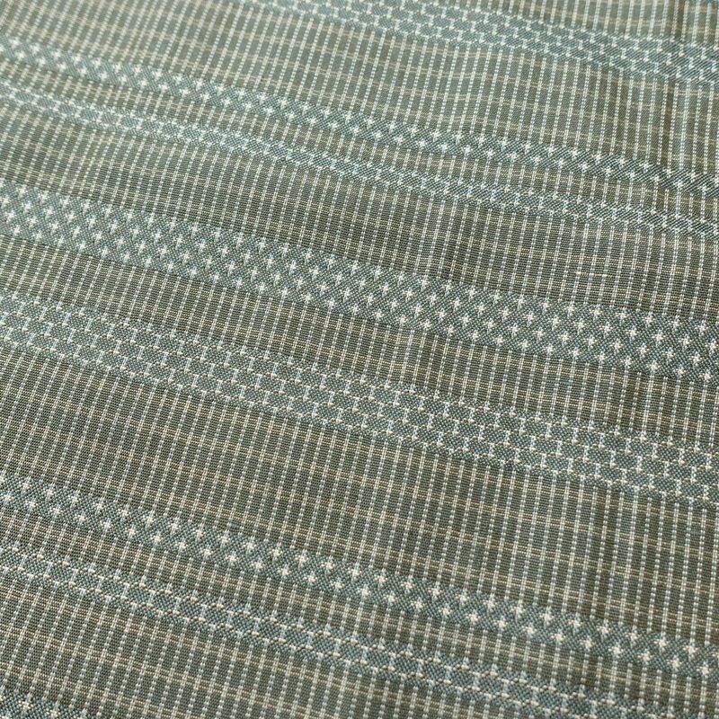 紬 アンティーク風 正絹 縞柄・線柄 袷仕立て 身丈152cm 裄丈64.5cm 緑・うぐいす色_画像6