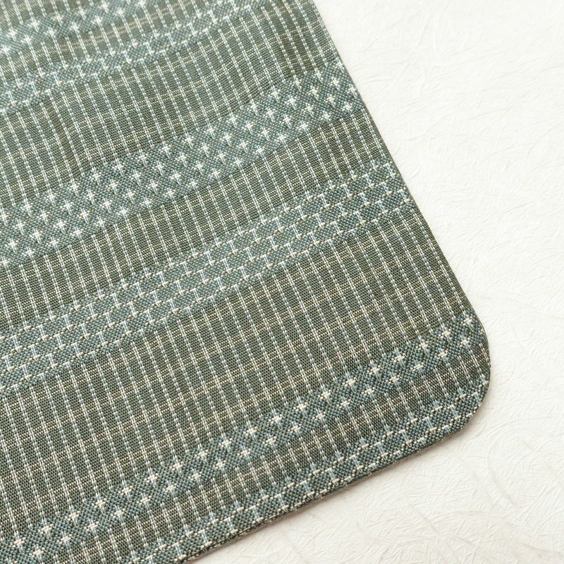 紬 アンティーク風 正絹 縞柄・線柄 袷仕立て 身丈152cm 裄丈64.5cm 緑・うぐいす色_画像13