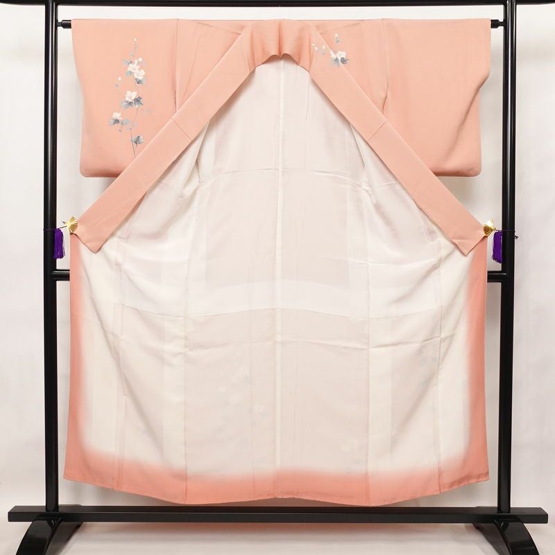 訪問着 正絹 花柄 袷仕立て 身丈152cm 裄丈63cm ピンク_画像3