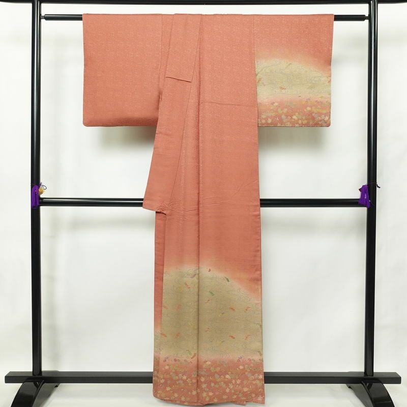 付け下げ 正絹 古典柄 袷仕立て 身丈160cm 裄丈64cm 箔 金彩 赤・朱_画像2