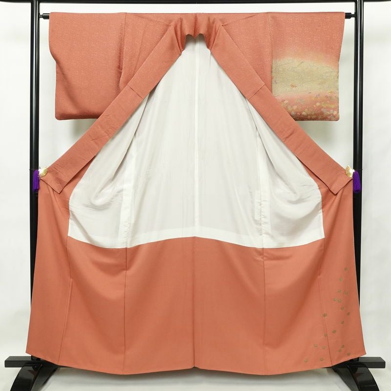 付け下げ 正絹 古典柄 袷仕立て 身丈160cm 裄丈64cm 箔 金彩 赤・朱_画像3