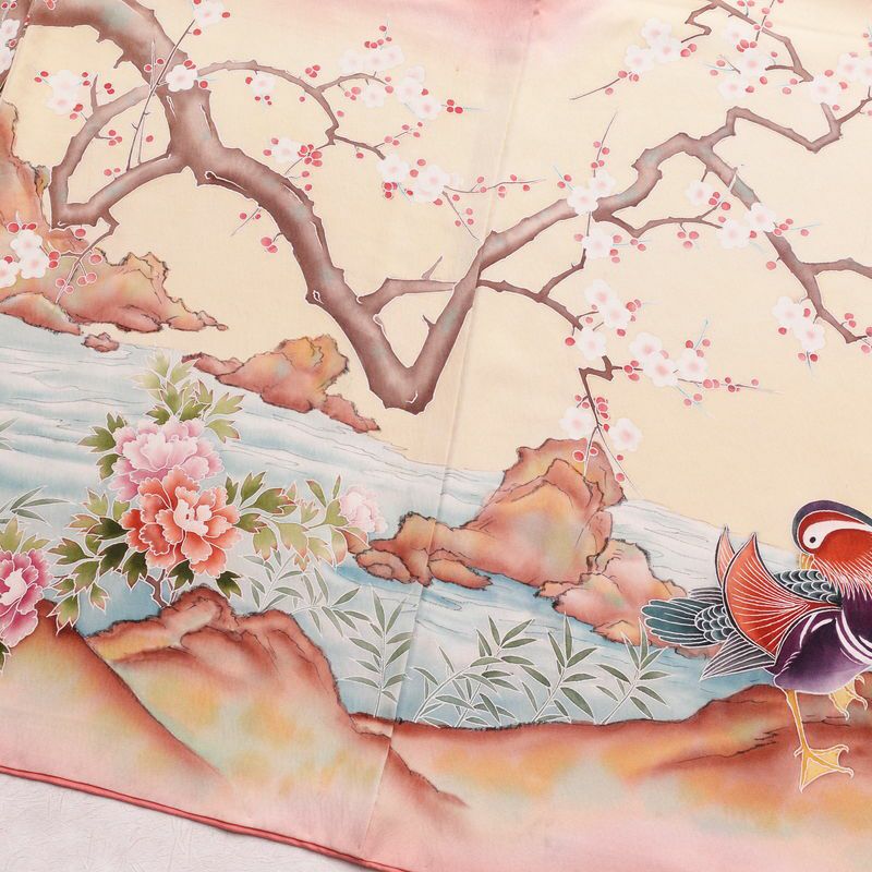 訪問着 一つ紋付き 正絹 風景柄 袷仕立て 身丈157cm 裄丈65.5cm ピンク_画像10