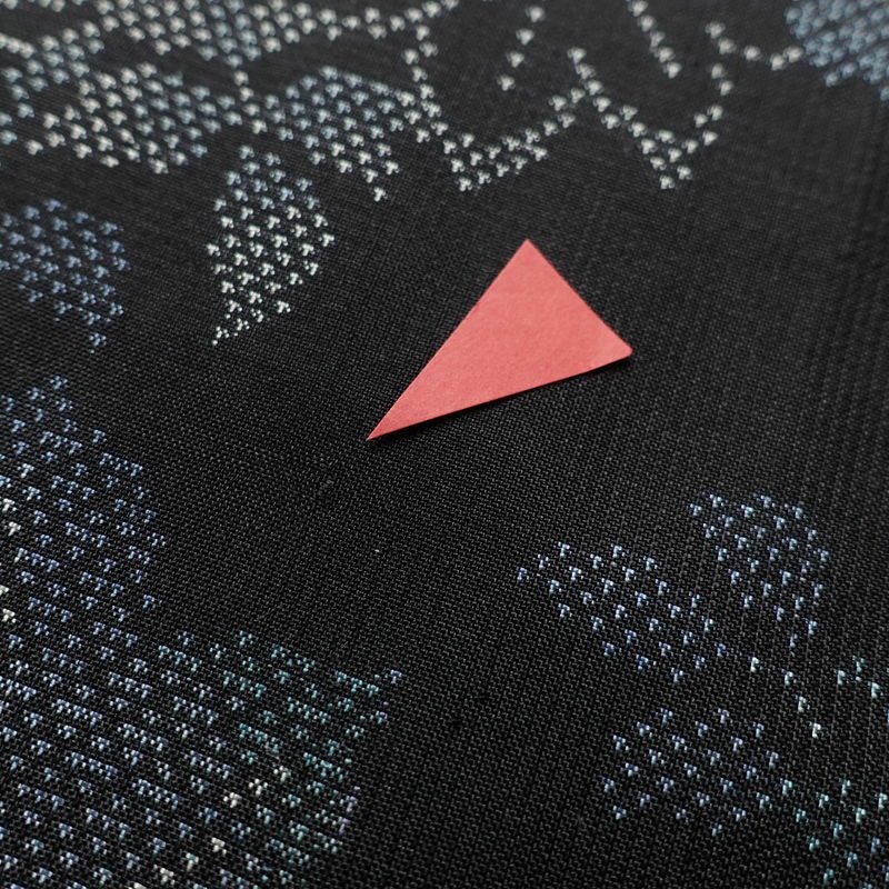 紬 正絹 木の葉・植物柄 袷仕立て 身丈165cm 裄丈67.5cm つむぎ 黒_画像6