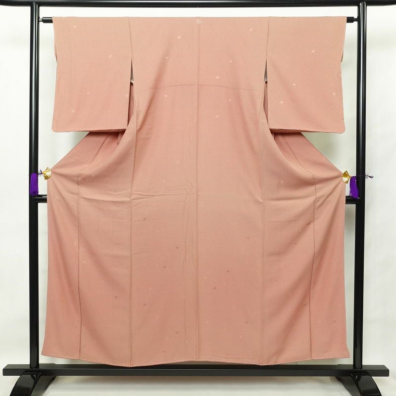 色無地 良品 しつけ糸付き 一つ紋付き 正絹 無地 袷仕立て 身丈155cm 裄丈63.5cm グラデーション ピンク_画像1
