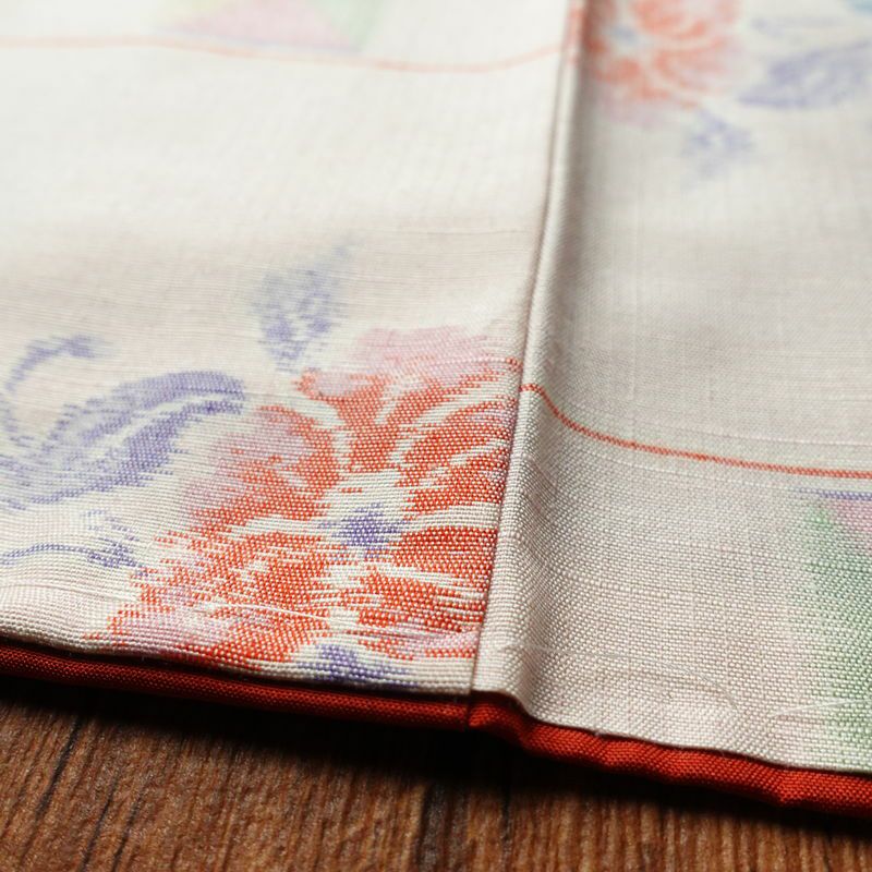 紬 しつけ糸付き 正絹 花柄 袷仕立て 身丈155.5cm 裄丈64cm ピンク_画像9