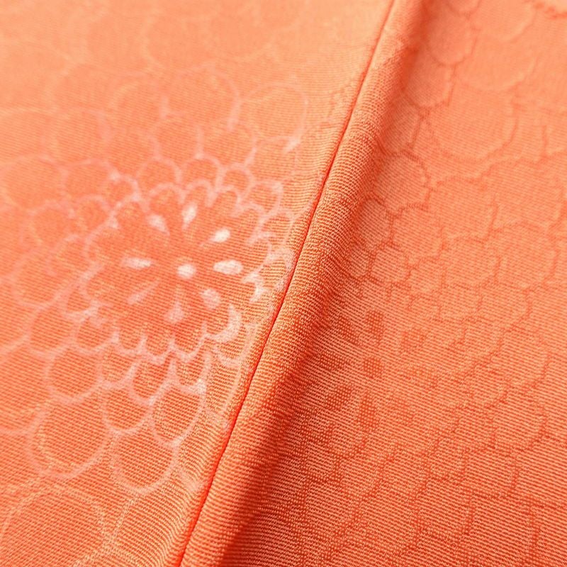 小紋 正絹 花柄 袷仕立て 身丈157cm 裄丈67cm 菊 橙_画像9