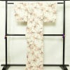 小紋 縮緬 総柄 正絹 木の葉・植物柄 袷仕立て 身丈166cm 裄丈65.5cm 金彩 クリーム_画像2
