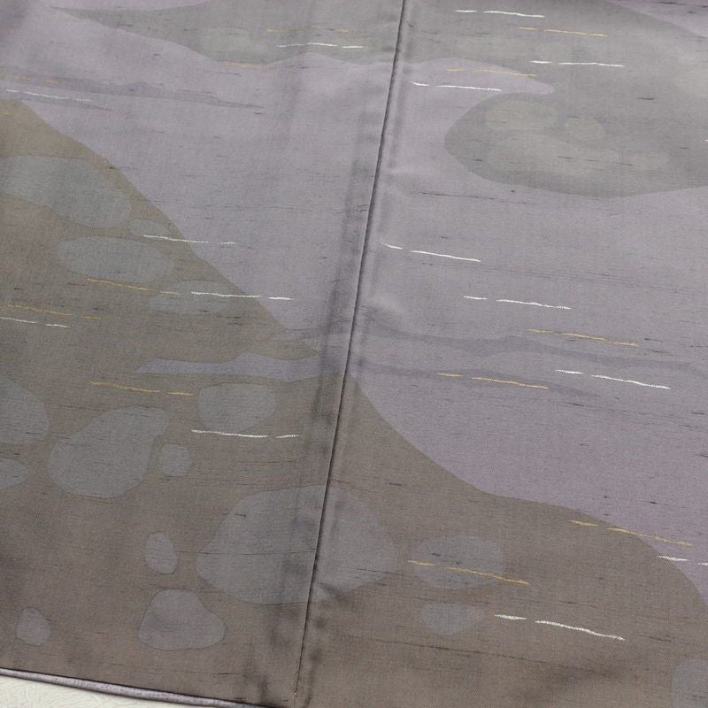 訪問着 一つ紋付き 紬地 正絹 幾何学柄・抽象柄 袷仕立て 身丈156cm 裄丈63.5cm 箔 紫・藤色_画像10