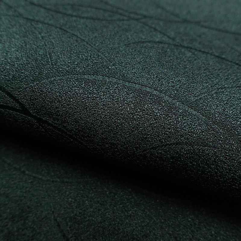 色無地 良品 しつけ糸付き 一つ紋付き 正絹 古典柄 袷仕立て 身丈155.5cm 裄丈64cm 着物 緑・うぐいす色_画像19