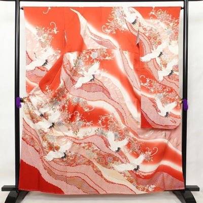 振袖 良品 金駒刺繍 正絹 古典柄 袷仕立て 身丈166.5cm 裄丈66.5cm 