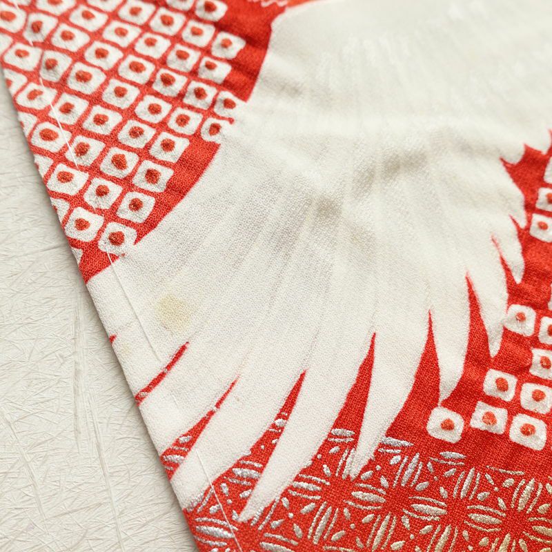 振袖 しつけ糸付き 絞り 正絹 古典柄 袷仕立て 身丈160cm 裄丈66cm 箔 金彩 銀彩 刺繍 フォーマル 着物 赤・朱_画像14