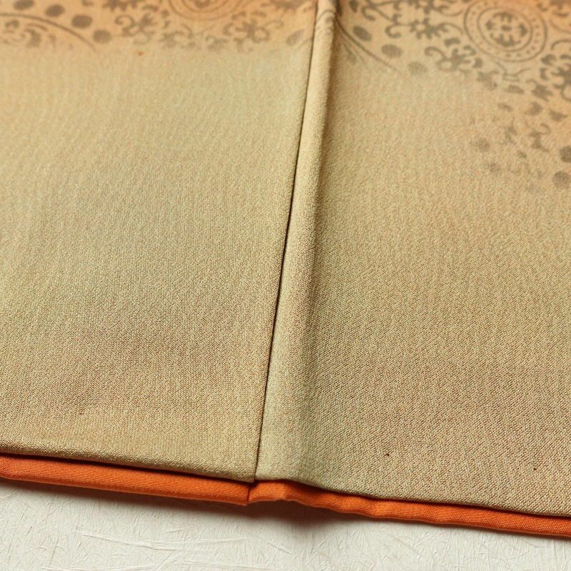 付け下げ 正絹 幾何学柄・抽象柄 袷仕立て 身丈158cm 裄丈65.5cm ぼかし 黄・黄土色_画像10