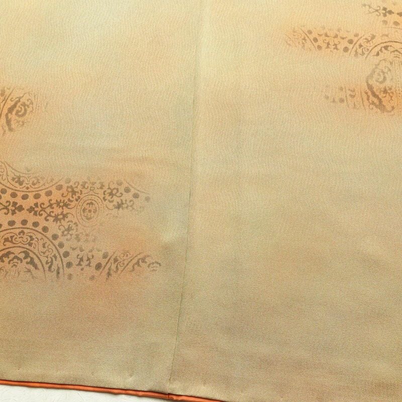 付け下げ 正絹 幾何学柄・抽象柄 袷仕立て 身丈158cm 裄丈65.5cm ぼかし 黄・黄土色_画像11