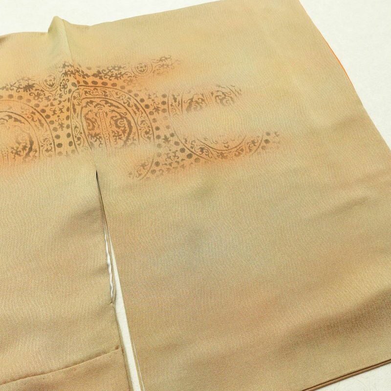 付け下げ 正絹 幾何学柄・抽象柄 袷仕立て 身丈158cm 裄丈65.5cm ぼかし 黄・黄土色_画像12