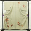 付け下げ しつけ糸付き 正絹 花柄 袷仕立て 身丈158cm 裄丈64.5cm 金彩 緑・うぐいす色_画像1