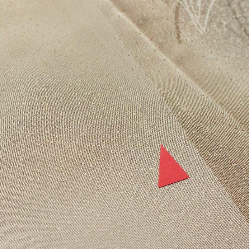 付け下げ 正絹 梨地 ぼかし 木の葉・植物柄 袷仕立て 身丈160cm 裄丈63.5cm ベージュ_画像15