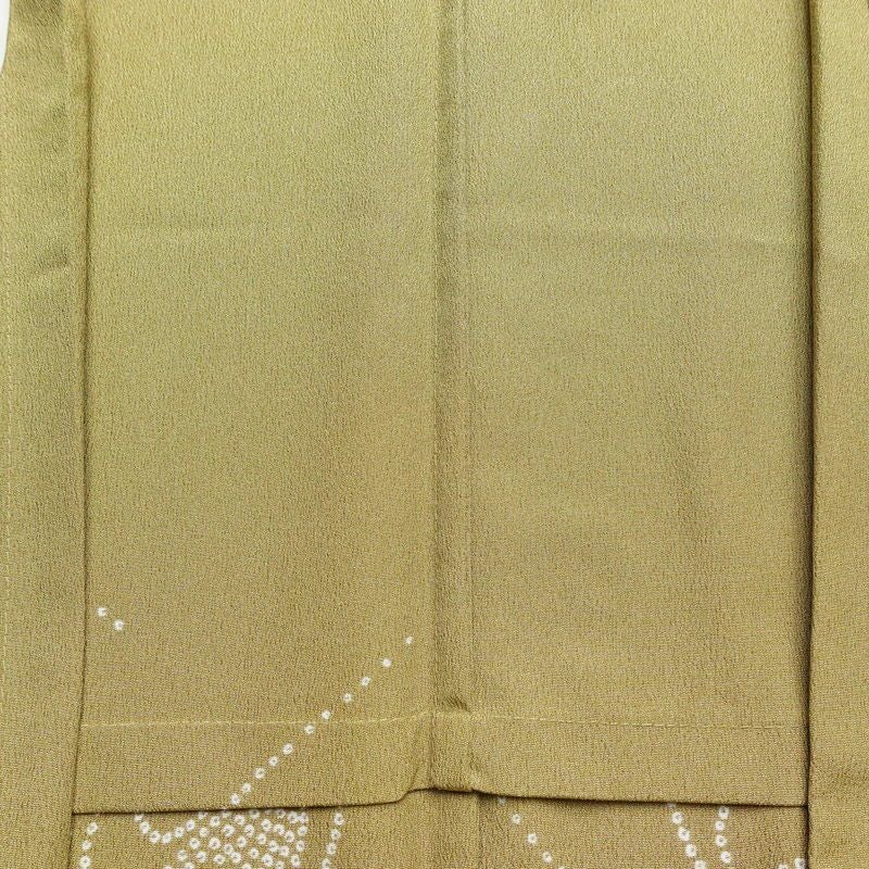 単衣 小紋 ポリエステル 古典柄 単衣仕立て 身丈161cm 裄丈66cm 一部しつけ糸付き 黄・黄土色_画像15