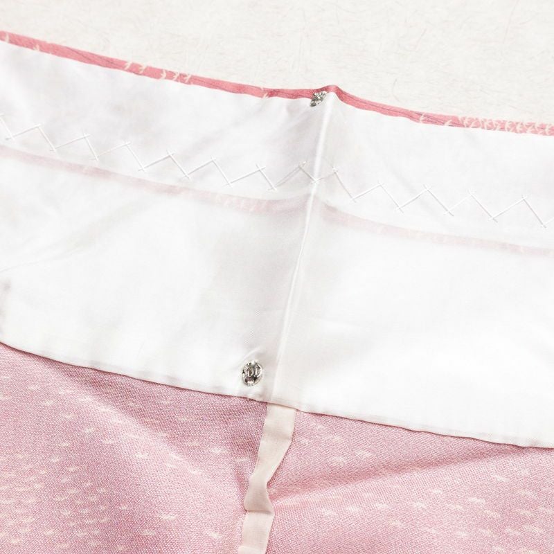 単衣 小紋 正絹 人物・動物柄 単衣仕立て 身丈156cm 裄丈63cm 一部しつけ糸付き 白鷺 優美織 ピンク_画像18