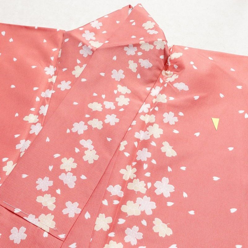 小紋 良品 RK リョウコキクチ しつけ糸付き ポリエステル 花柄 袷仕立て 身丈168cm 裄丈69cm ピンク_画像13