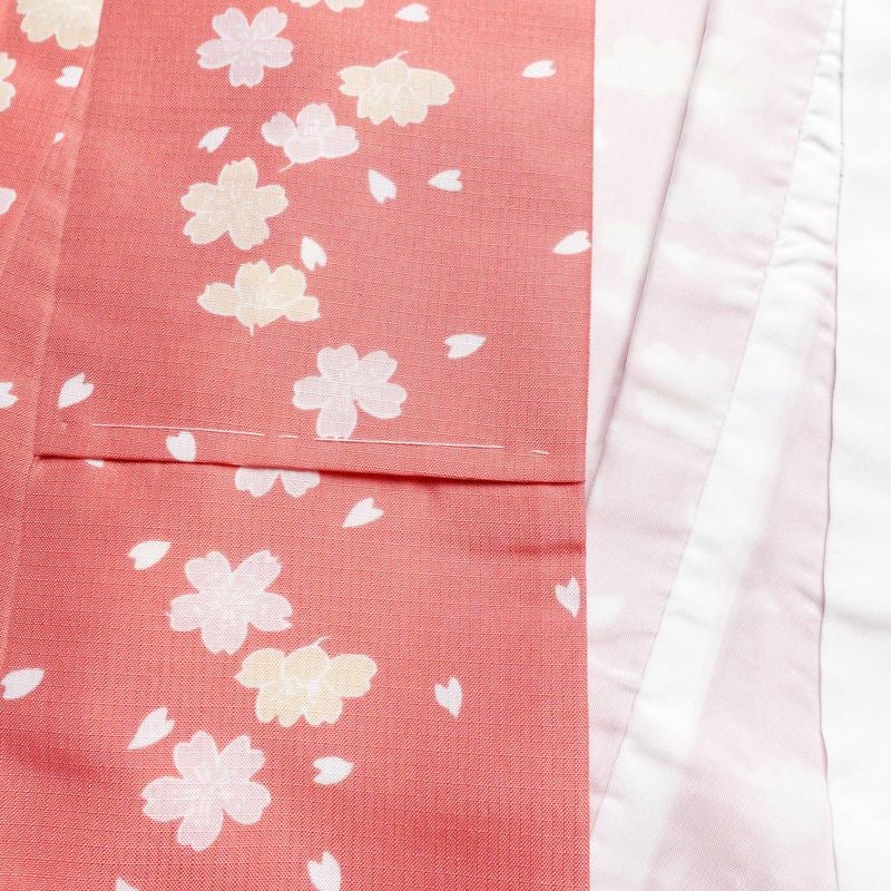 小紋 良品 RK リョウコキクチ しつけ糸付き ポリエステル 花柄 袷仕立て 身丈168cm 裄丈69cm ピンク_画像16