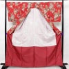 小紋 美品 しつけ糸付き ポリエステル 古典柄 袷仕立て 身丈166cm 裄丈68.5cm 赤・朱_画像3