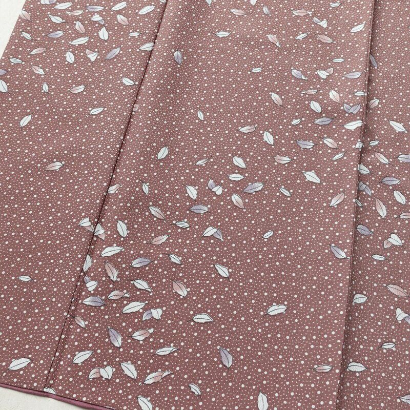 小紋 良品 ポリエステル 木の葉・植物柄 袷仕立て 身丈156cm 裄丈64.5cm 小豆・エンジ_画像4