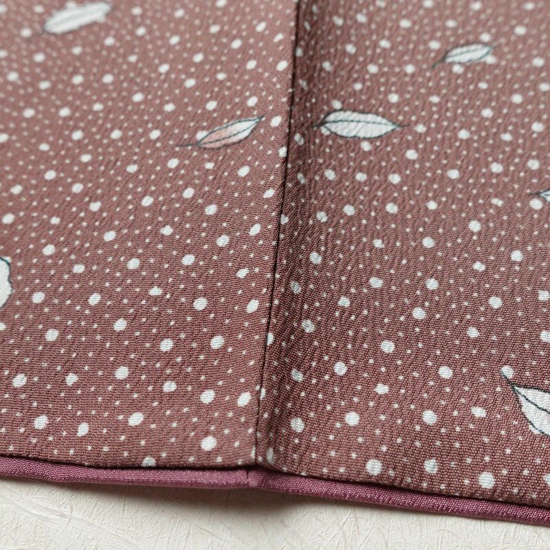 小紋 良品 ポリエステル 木の葉・植物柄 袷仕立て 身丈156cm 裄丈64.5cm 小豆・エンジ_画像11