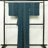 小紋 ポリエステル 木の葉・植物柄 袷仕立て 身丈161.5cm 裄丈68cm 青・紺_画像2